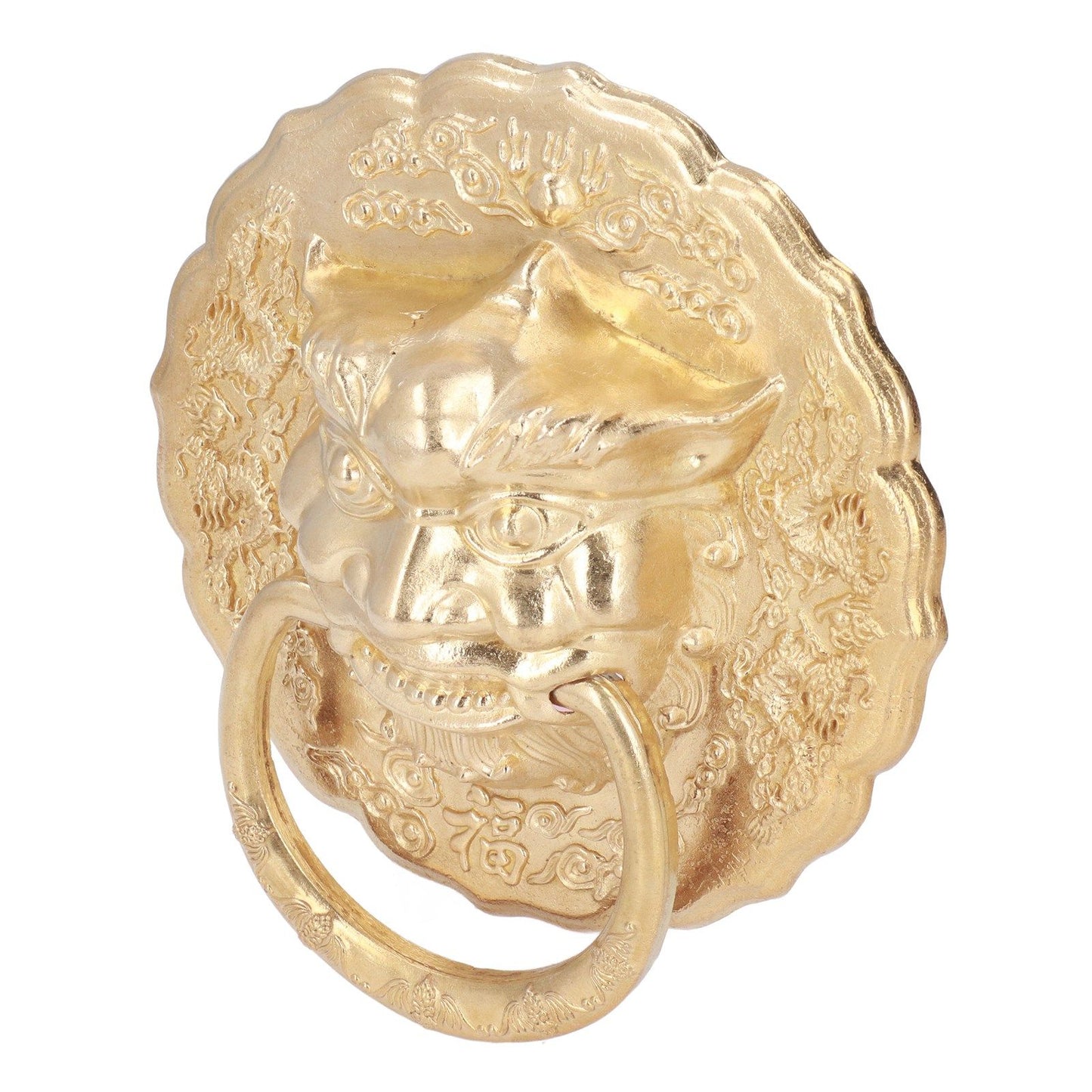 Door Knocker Brass Material Bronze Collision Resistance Chinese Animal Head Pull Ring for Wooden Door Courtyard