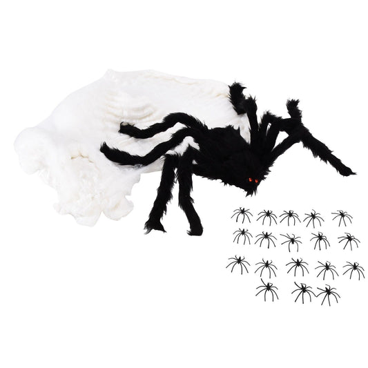 Decorative Spider Spook House Artificial Spider with Fake Cobweb for Party Halloween Festival Decoration