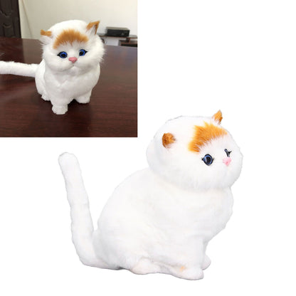 Simulation Animal Lovely Lifelike Simulation Animal Cat Doll with Sound for Kids Gift Home Decoration