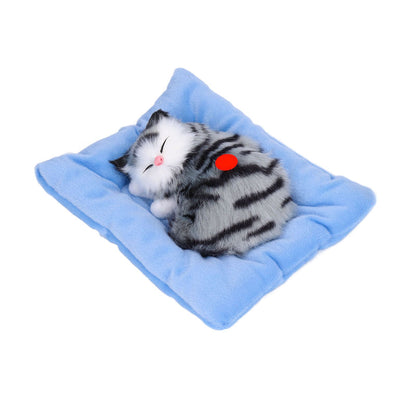 Fake Cats Sleeping Kitten Doll Toy Simulation Sleeping Cat On Pad Interactive Pet Toy with Sound Active CarbonGrey Cat Shape