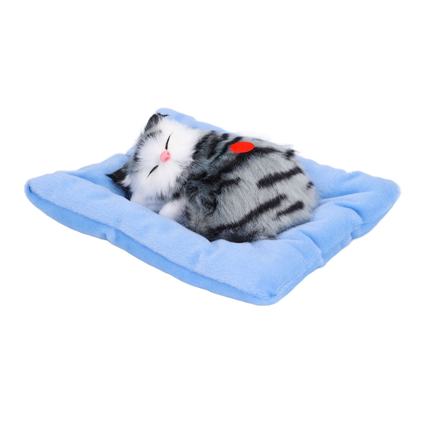 Fake Cats Sleeping Kitten Doll Toy Simulation Sleeping Cat On Pad Interactive Pet Toy with Sound Active CarbonGrey Cat Shape