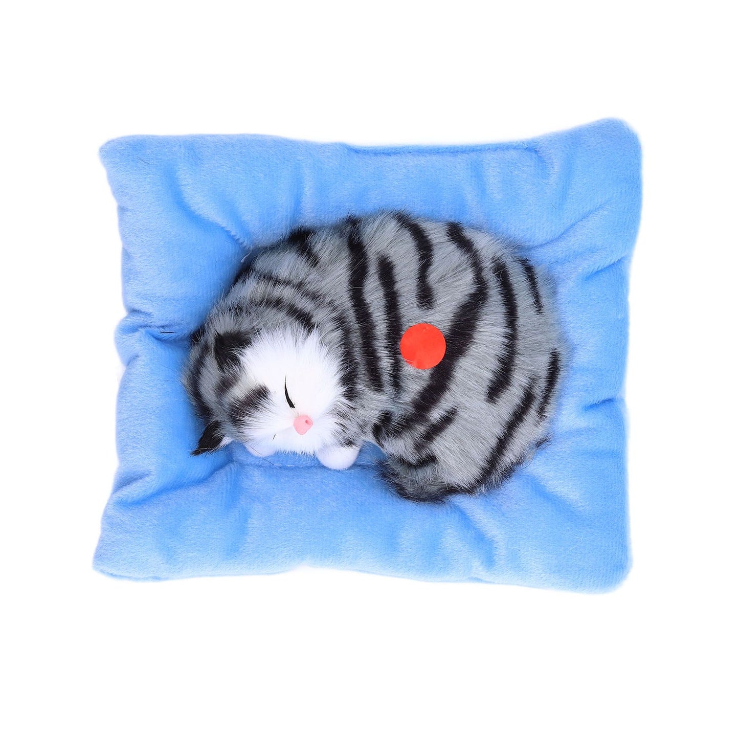 Fake Cats Sleeping Kitten Doll Toy Simulation Sleeping Cat On Pad Interactive Pet Toy with Sound Active CarbonGrey Cat Shape