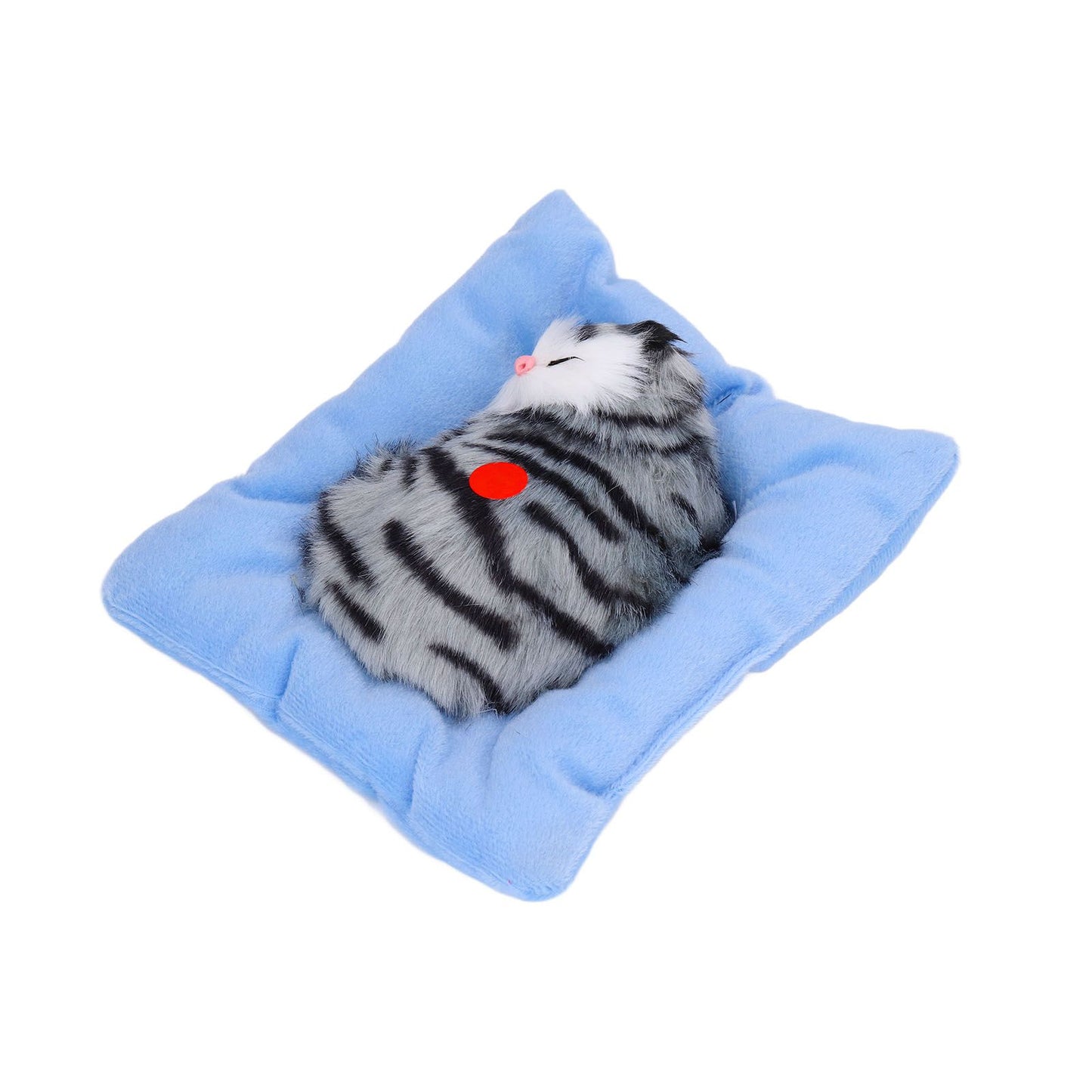 Fake Cats Sleeping Kitten Doll Toy Simulation Sleeping Cat On Pad Interactive Pet Toy with Sound Active CarbonGrey Cat Shape