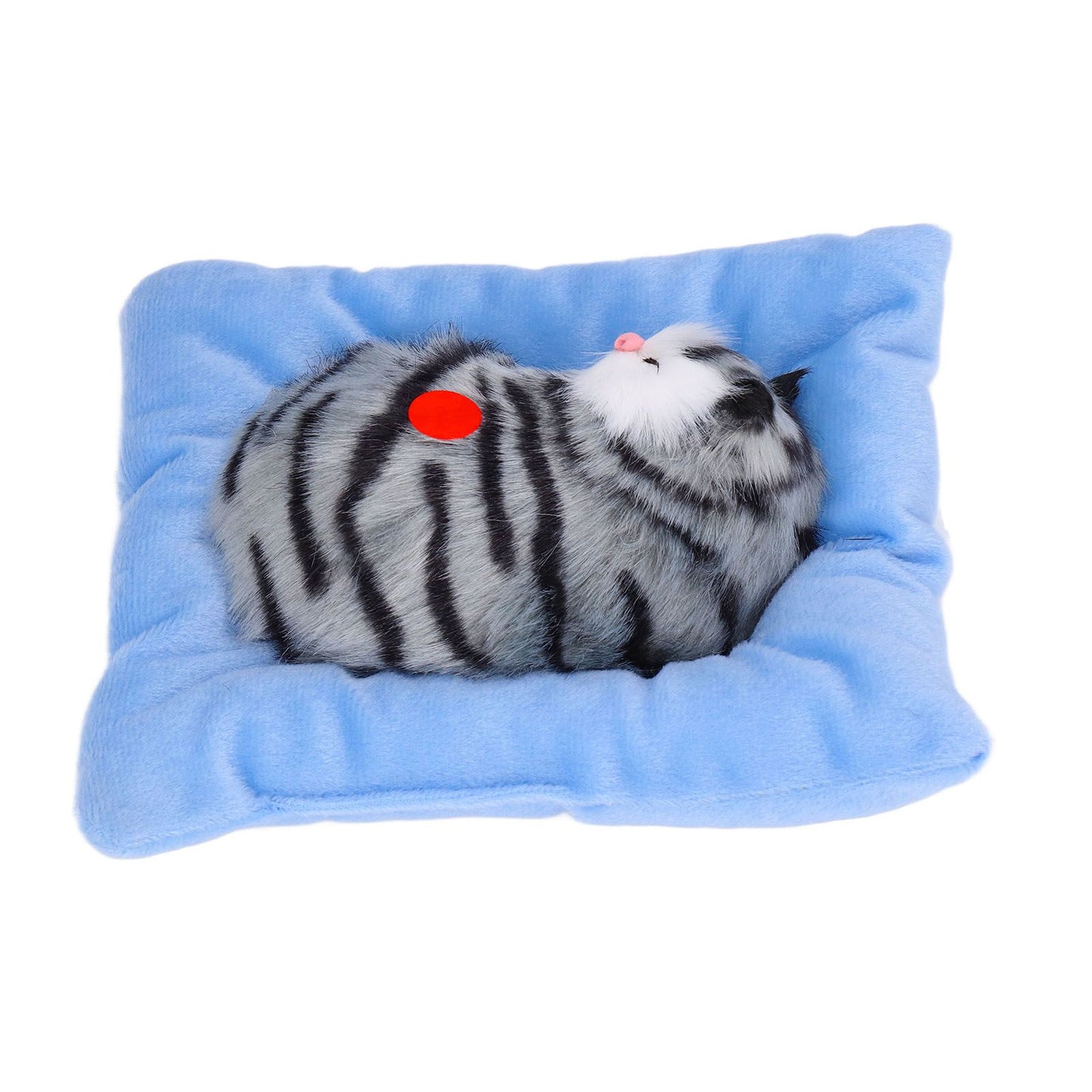 Fake Cats Sleeping Kitten Doll Toy Simulation Sleeping Cat On Pad Interactive Pet Toy with Sound Active CarbonGrey Cat Shape