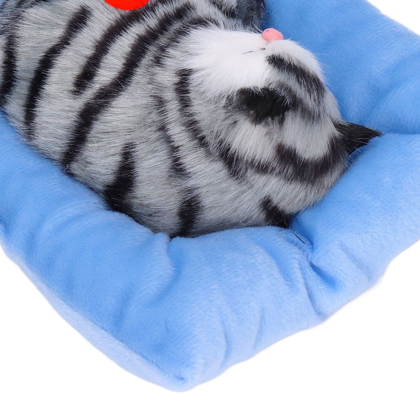 Fake Cats Sleeping Kitten Doll Toy Simulation Sleeping Cat On Pad Interactive Pet Toy with Sound Active CarbonGrey Cat Shape