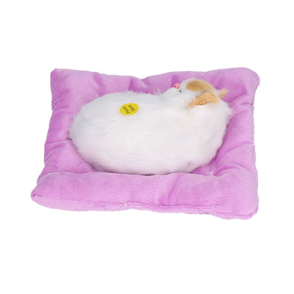 Fake Cats Sleeping Kitten Doll Toy Simulation Sleeping Cat On Pad Interactive Pet Toy with Sound Active CarbonYellow Ear Cat Shape