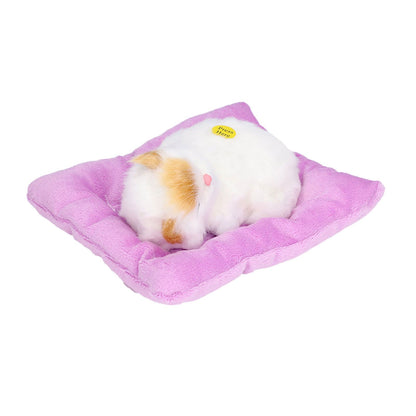 Fake Cats Sleeping Kitten Doll Toy Simulation Sleeping Cat On Pad Interactive Pet Toy with Sound Active CarbonYellow Ear Cat Shape