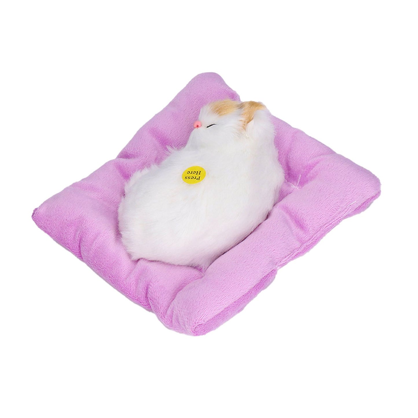 Fake Cats Sleeping Kitten Doll Toy Simulation Sleeping Cat On Pad Interactive Pet Toy with Sound Active CarbonYellow Ear Cat Shape
