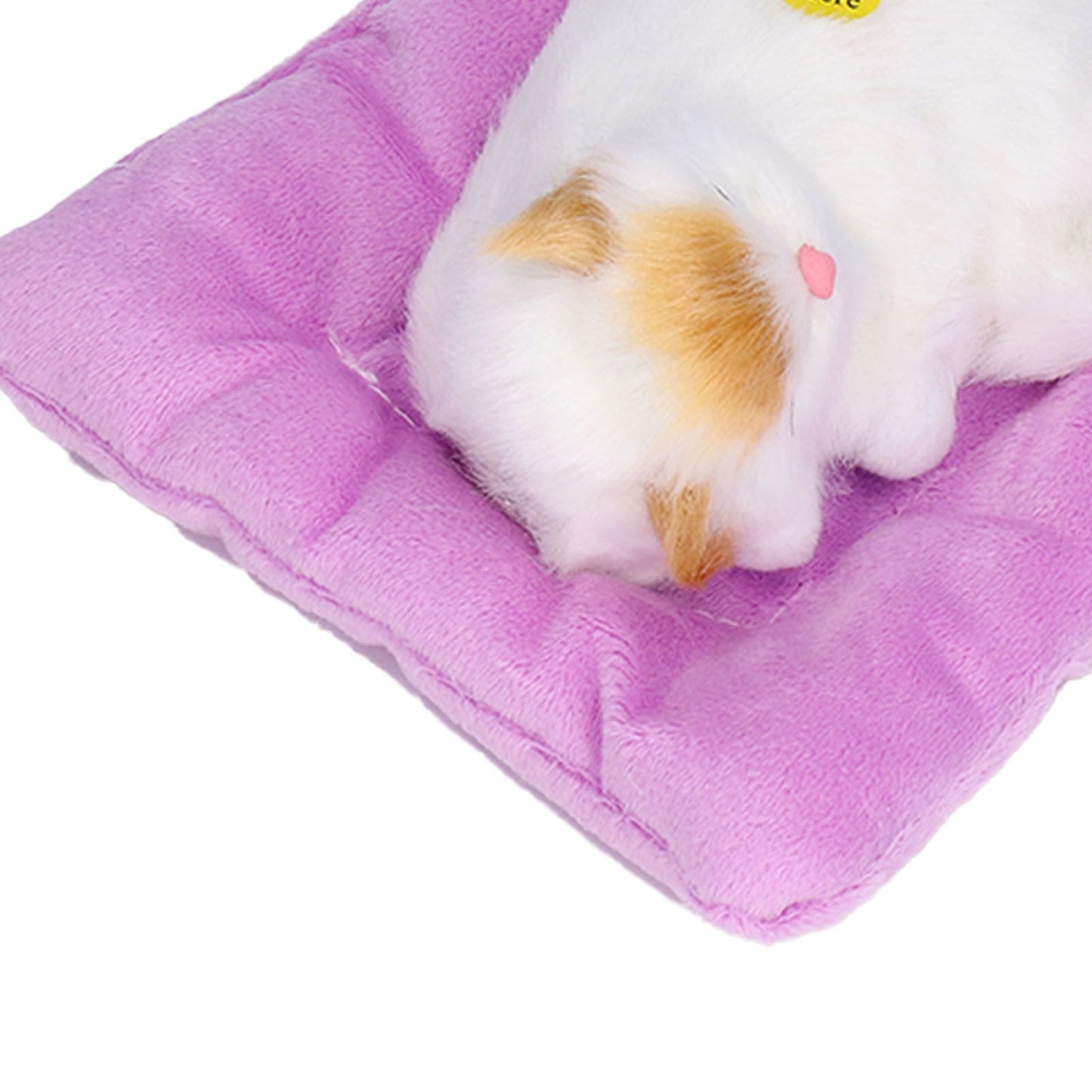Fake Cats Sleeping Kitten Doll Toy Simulation Sleeping Cat On Pad Interactive Pet Toy with Sound Active CarbonYellow Ear Cat Shape