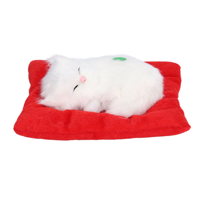 Fake Cats Sleeping Kitten Doll Toy Simulation Sleeping Cat On Pad Interactive Pet Toy with Sound Active CarbonAll White Cat Shape