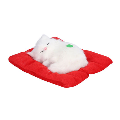 Fake Cats Sleeping Kitten Doll Toy Simulation Sleeping Cat On Pad Interactive Pet Toy with Sound Active CarbonAll White Cat Shape