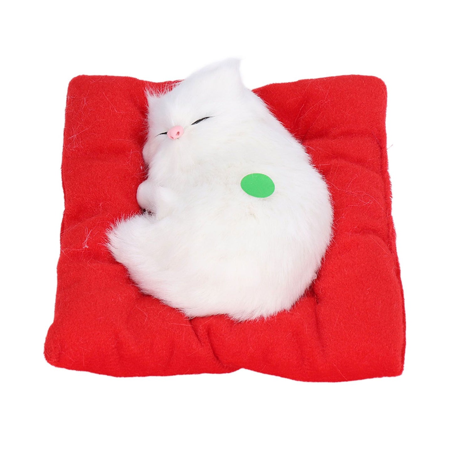 Fake Cats Sleeping Kitten Doll Toy Simulation Sleeping Cat On Pad Interactive Pet Toy with Sound Active CarbonAll White Cat Shape
