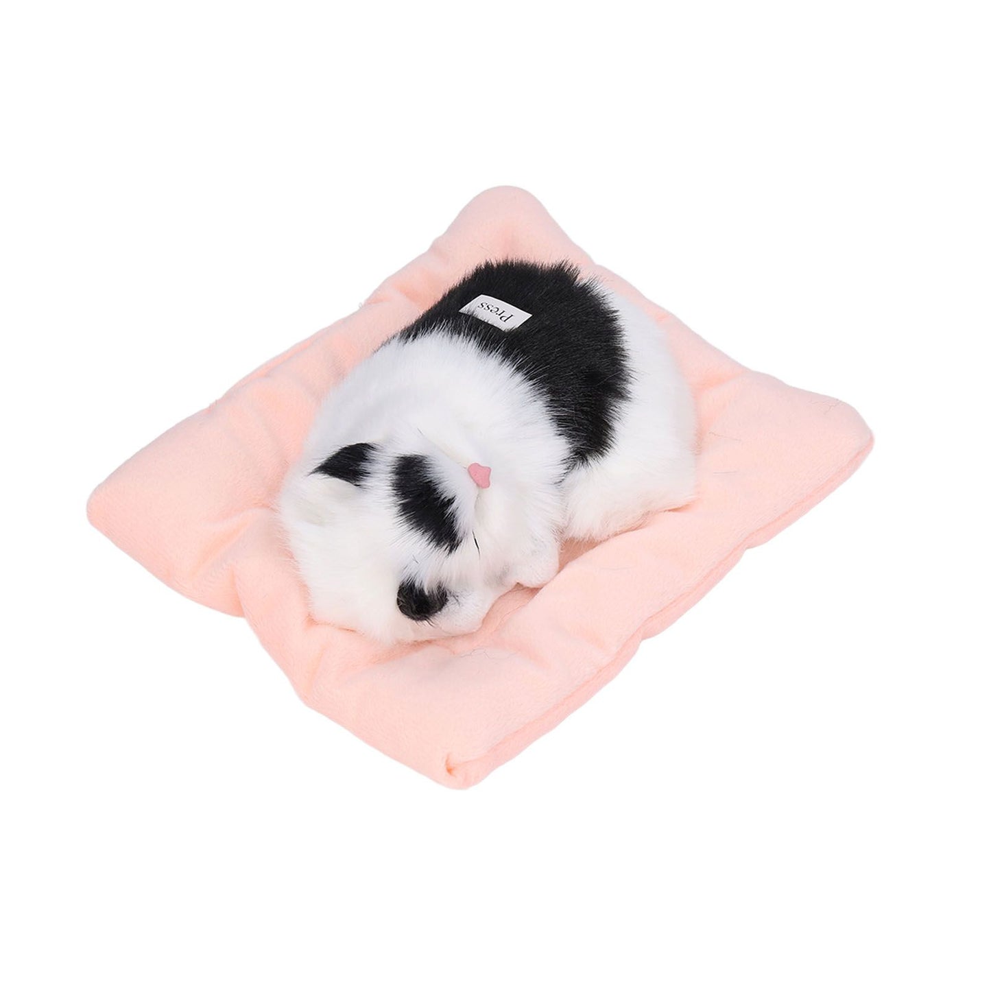 Fake Cats Sleeping Kitten Doll Toy Simulation Sleeping Cat On Pad Interactive Pet Toy with Sound Active CarbonBlack and White Cat Shape