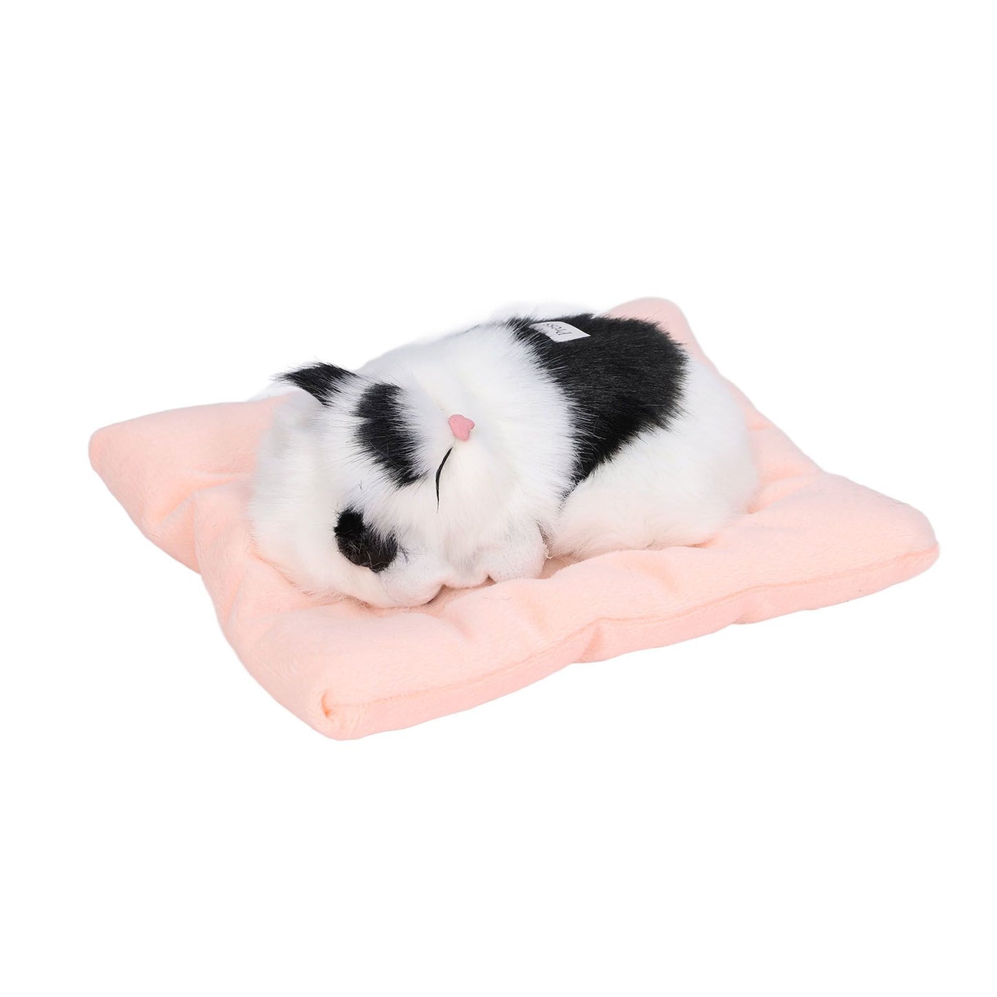 Fake Cats Sleeping Kitten Doll Toy Simulation Sleeping Cat On Pad Interactive Pet Toy with Sound Active CarbonBlack and White Cat Shape