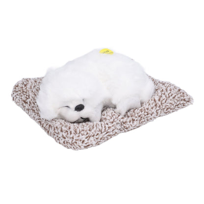 Realistic Sleeping Dog Adorable Sleeping Puppy Children Toys Decorations Gifts for Boys GirlsWhite Pekingese