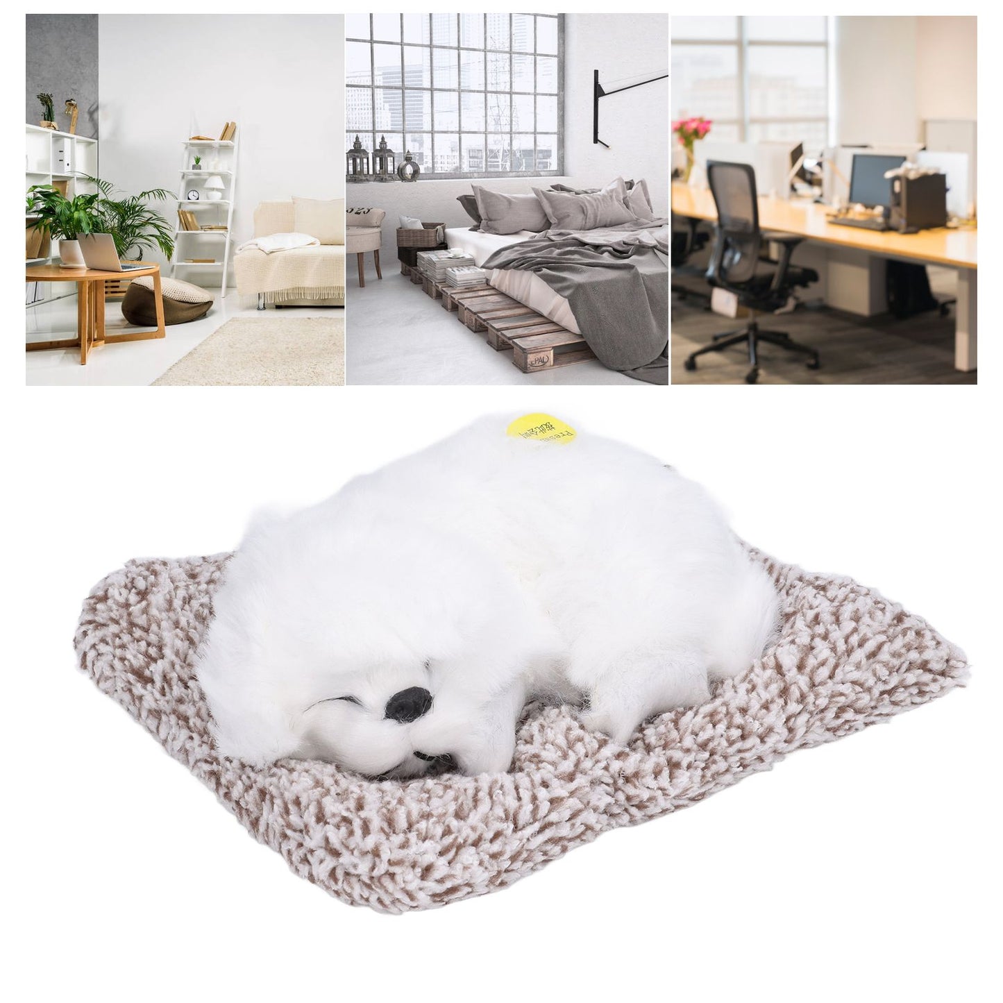 Realistic Sleeping Dog Adorable Sleeping Puppy Children Toys Decorations Gifts for Boys GirlsWhite Pekingese