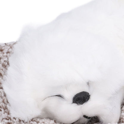 Realistic Sleeping Dog Adorable Sleeping Puppy Children Toys Decorations Gifts for Boys GirlsWhite Pekingese