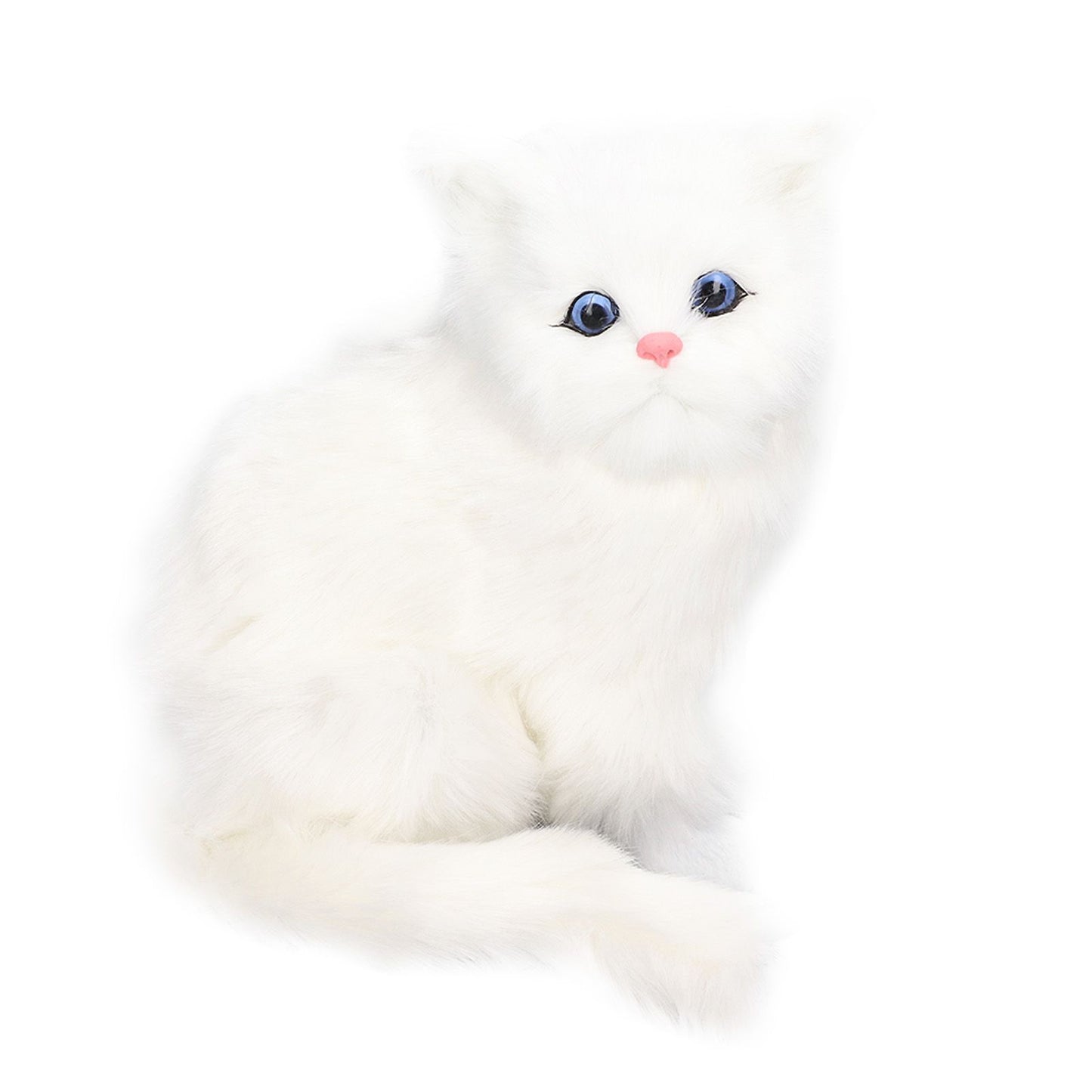 Simulation Cat White Cute Attractive Plush Fake Cat Toy with 84mAh Battery for Toy Gift Decorations
