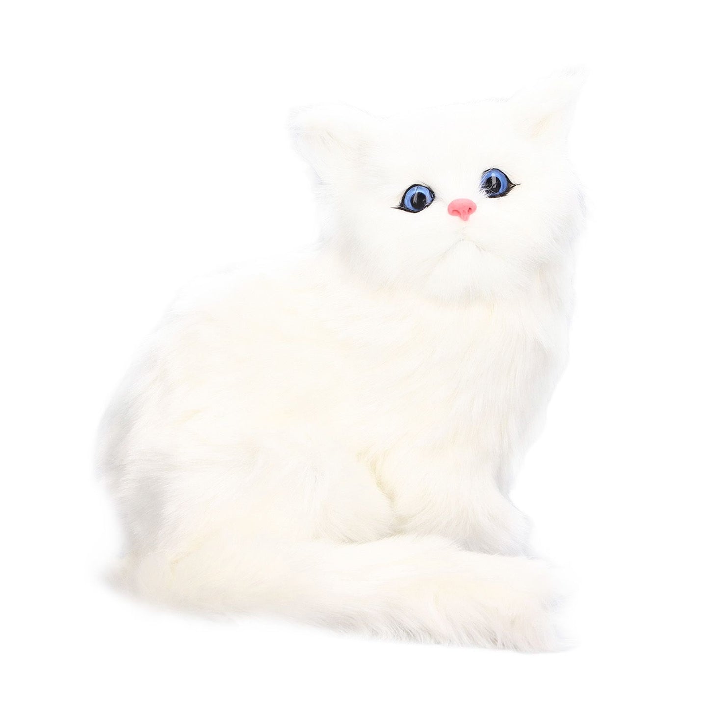 Simulation Cat White Cute Attractive Plush Fake Cat Toy with 84mAh Battery for Toy Gift Decorations
