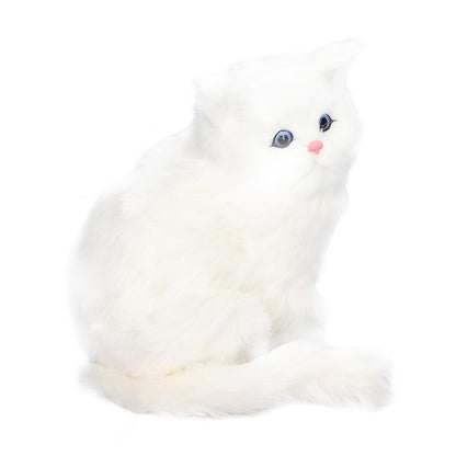 Simulation Cat White Cute Attractive Plush Fake Cat Toy with 84mAh Battery for Toy Gift Decorations