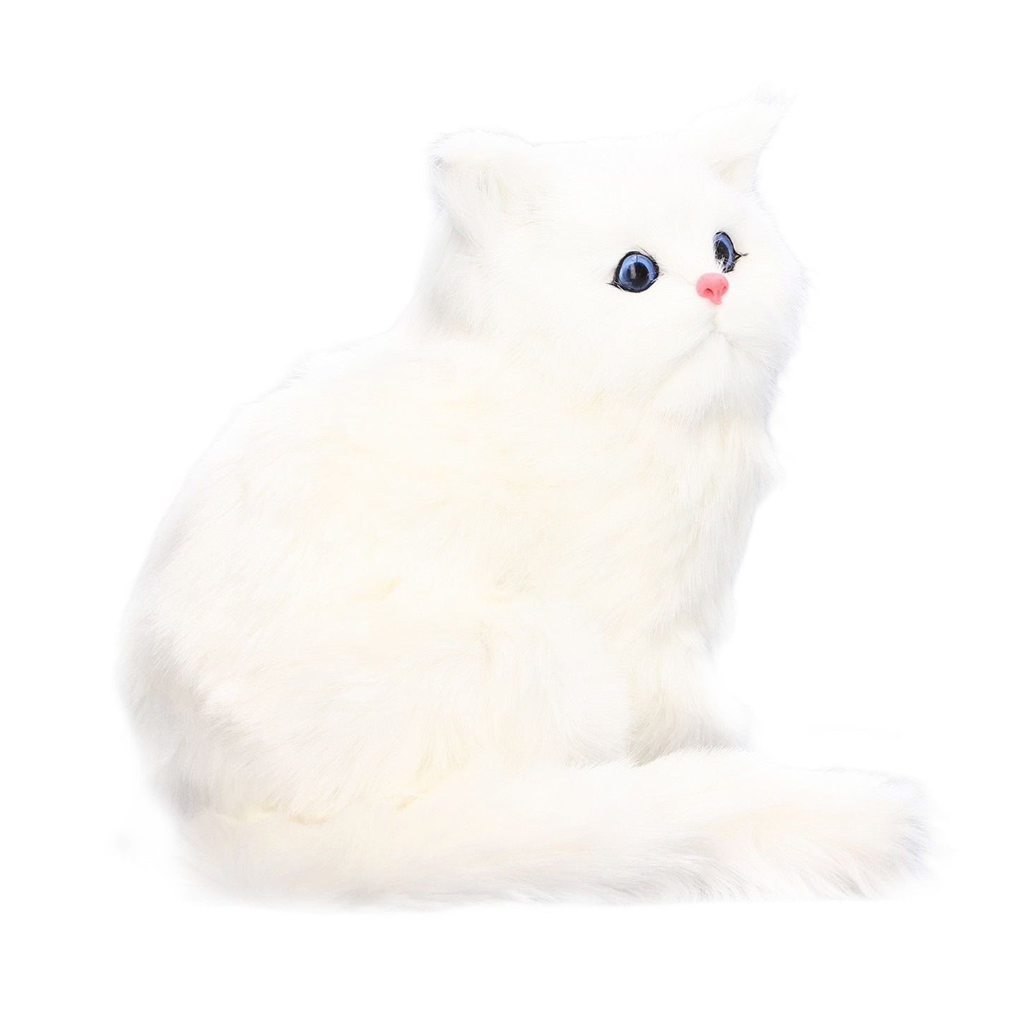 Simulation Cat White Cute Attractive Plush Fake Cat Toy with 84mAh Battery for Toy Gift Decorations