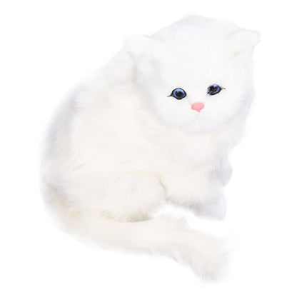 Simulation Cat White Cute Attractive Plush Fake Cat Toy with 84mAh Battery for Toy Gift Decorations