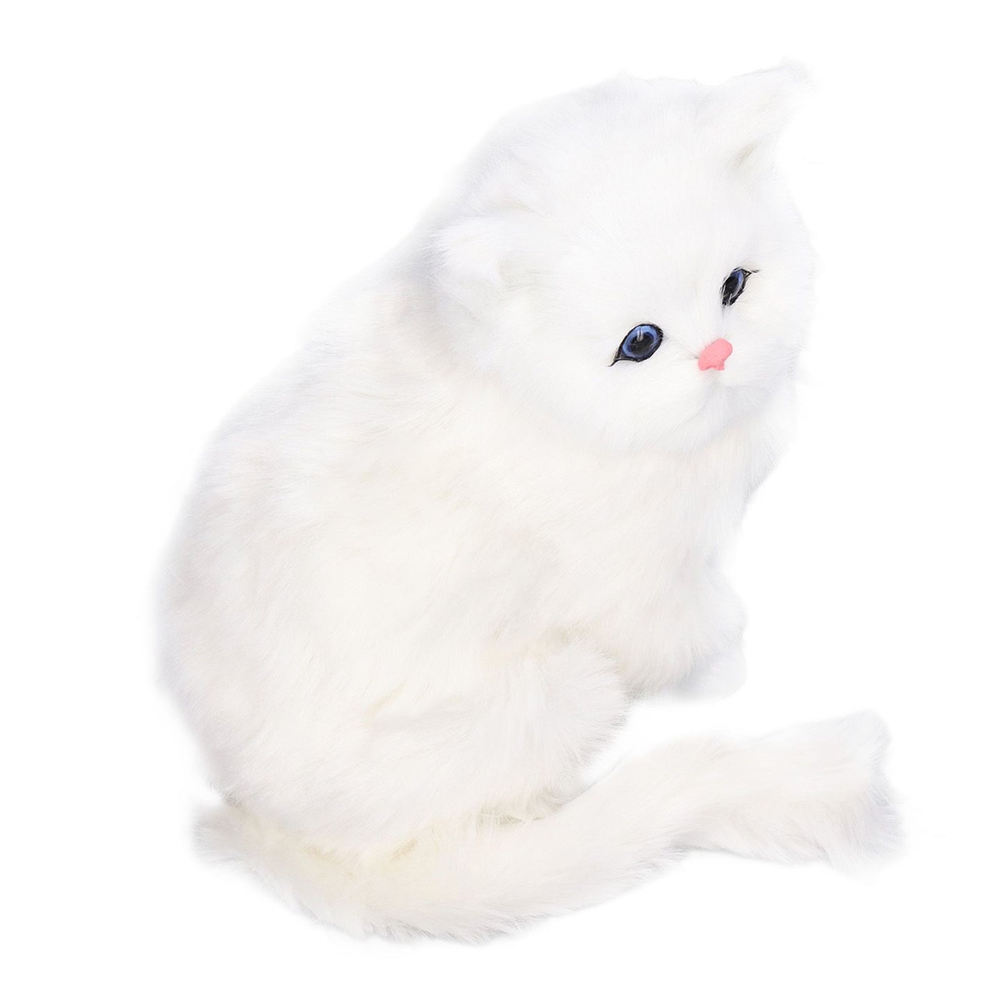 Simulation Cat White Cute Attractive Plush Fake Cat Toy with 84mAh Battery for Toy Gift Decorations