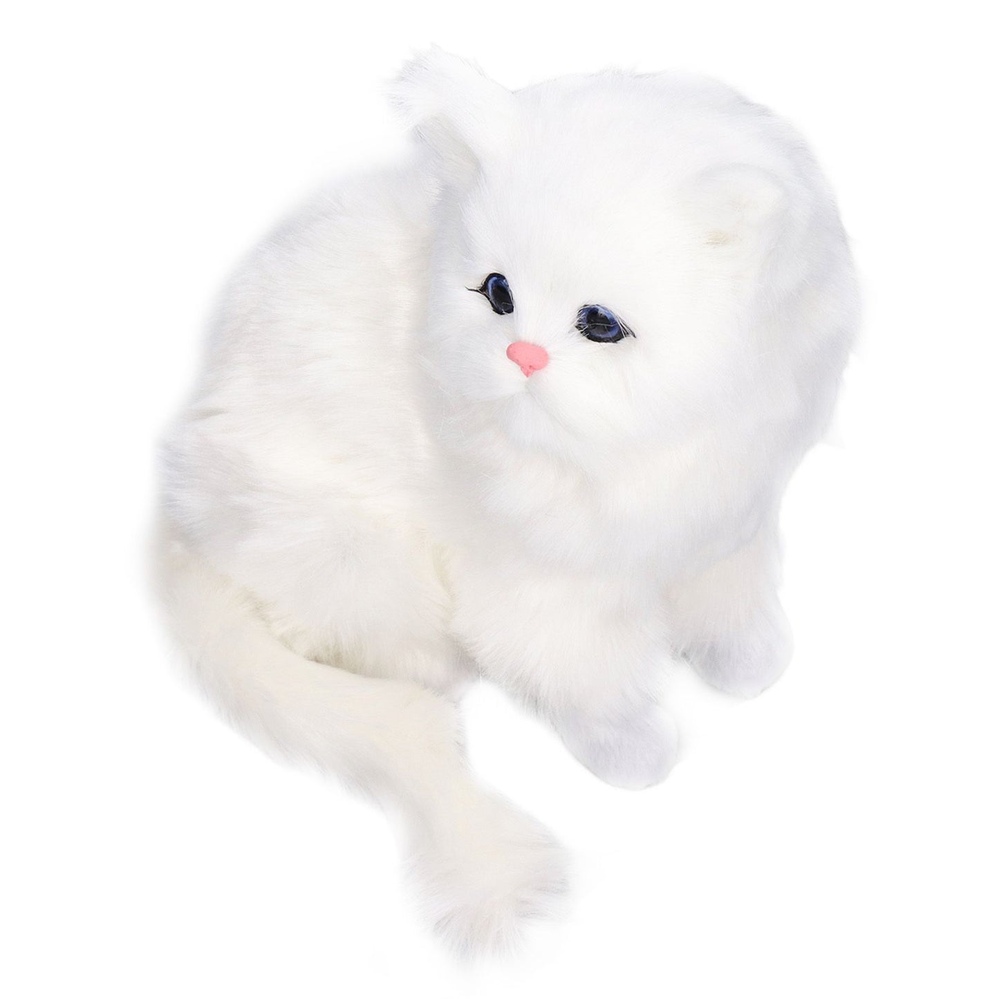 Simulation Cat White Cute Attractive Plush Fake Cat Toy with 84mAh Battery for Toy Gift Decorations