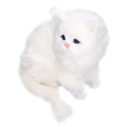 Simulation Cat White Cute Attractive Plush Fake Cat Toy with 84mAh Battery for Toy Gift Decorations