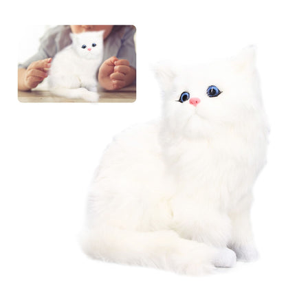 Simulation Cat White Cute Attractive Plush Fake Cat Toy with 84mAh Battery for Toy Gift Decorations