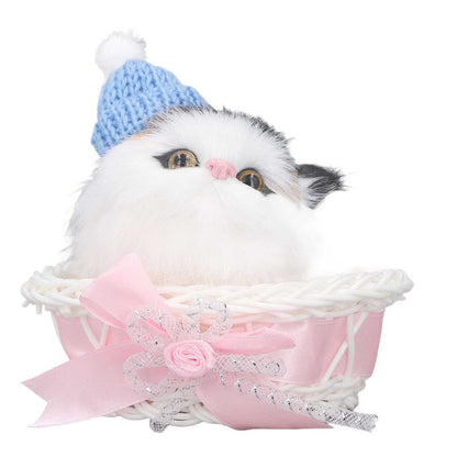 Lovely Simulation Cat Comfortable Feel Rabbit Fur Cat Stuffed Animal with Sound for Kids Toy Car Decoration