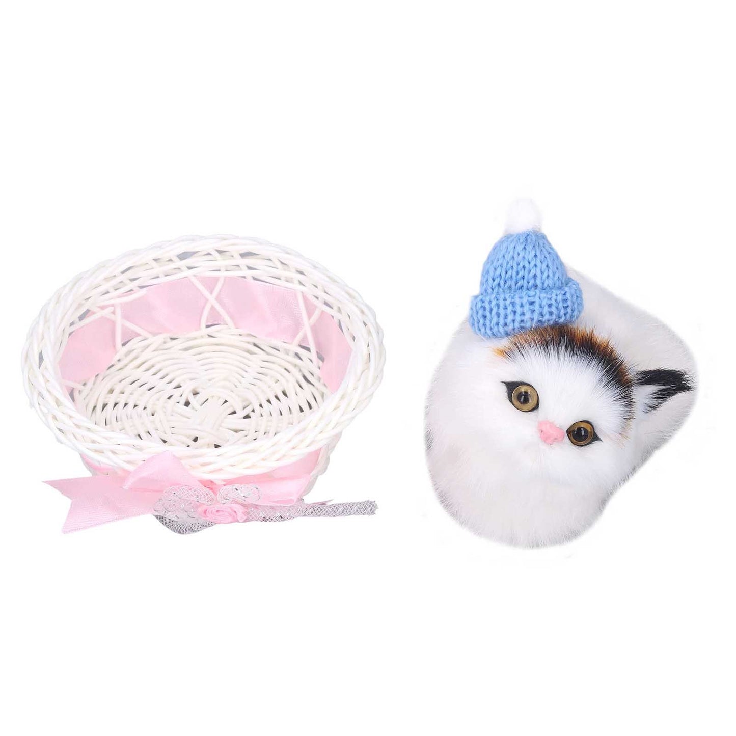 Lovely Simulation Cat Comfortable Feel Rabbit Fur Cat Stuffed Animal with Sound for Kids Toy Car Decoration