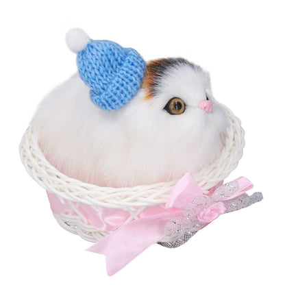 Lovely Simulation Cat Comfortable Feel Rabbit Fur Cat Stuffed Animal with Sound for Kids Toy Car Decoration