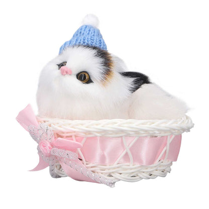 Lovely Simulation Cat Comfortable Feel Rabbit Fur Cat Stuffed Animal with Sound for Kids Toy Car Decoration