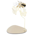 Candle Holder Round Triangle Tray Romantic European Style Stainless Steel Rotating Aromatherapy Wind Chime Candle Holder Butterfly