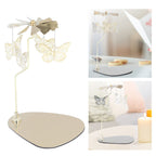 Candle Holder Round Triangle Tray Romantic European Style Stainless Steel Rotating Aromatherapy Wind Chime Candle Holder Butterfly