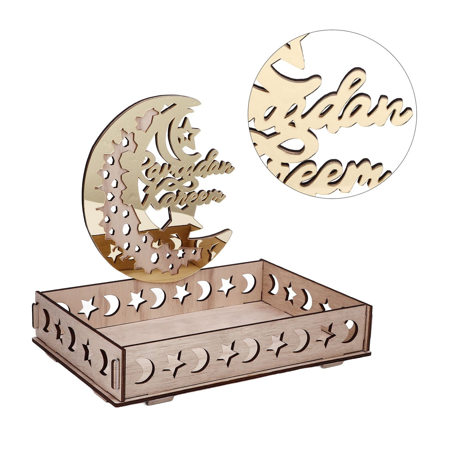 Food Tray Boxwood Dessert Holding Plate Party Serving Tableware with Eid Decoration for Dining Table