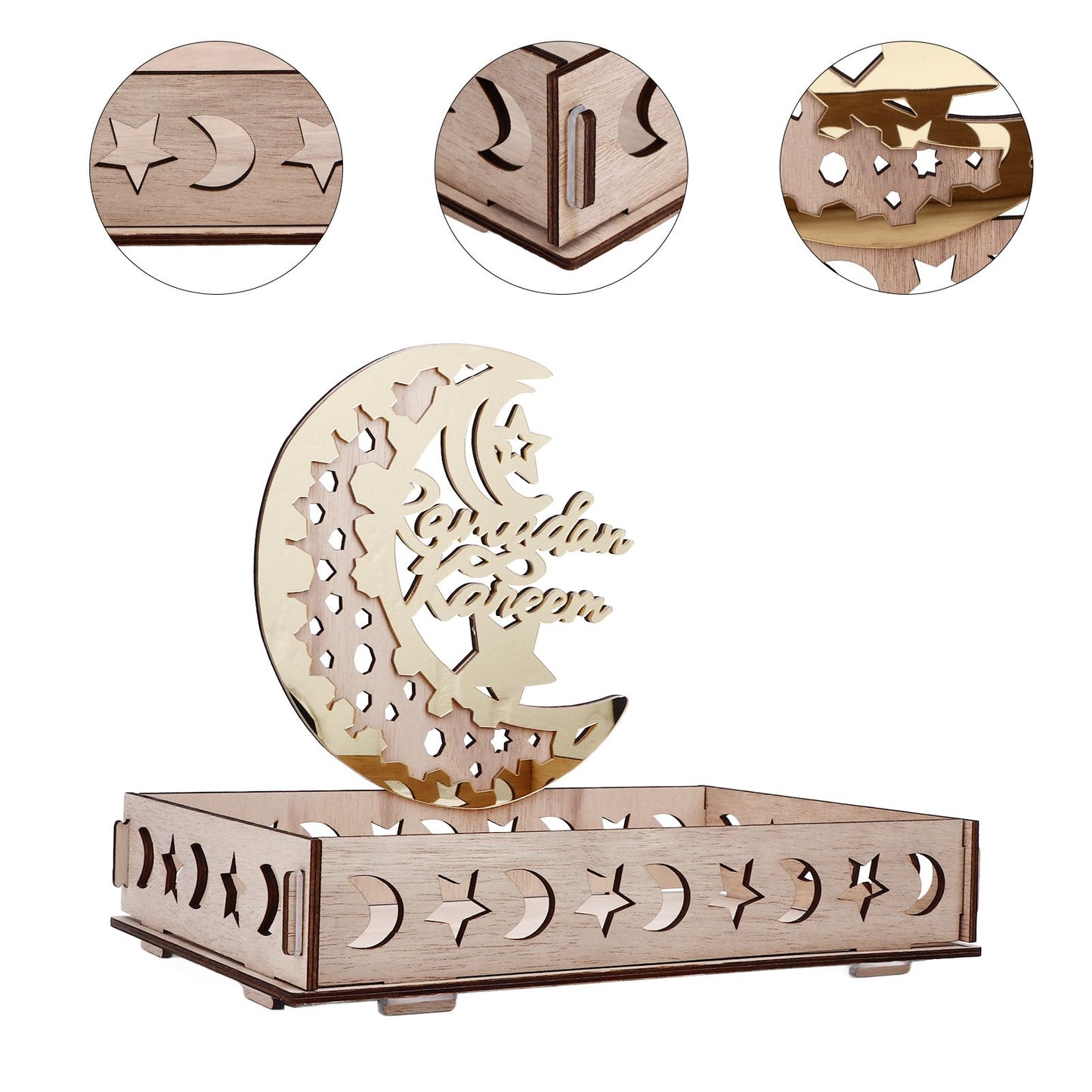 Food Tray Boxwood Dessert Holding Plate Party Serving Tableware with Eid Decoration for Dining Table