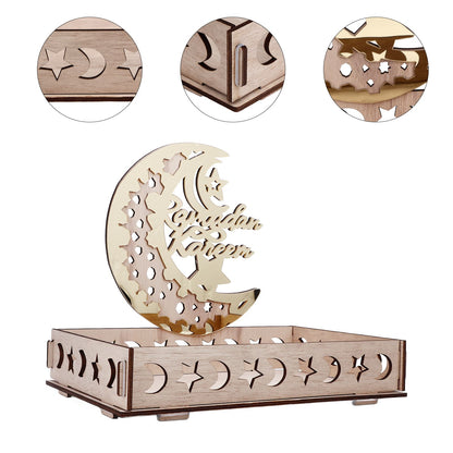 Food Tray Boxwood Dessert Holding Plate Party Serving Tableware with Eid Decoration for Dining Table