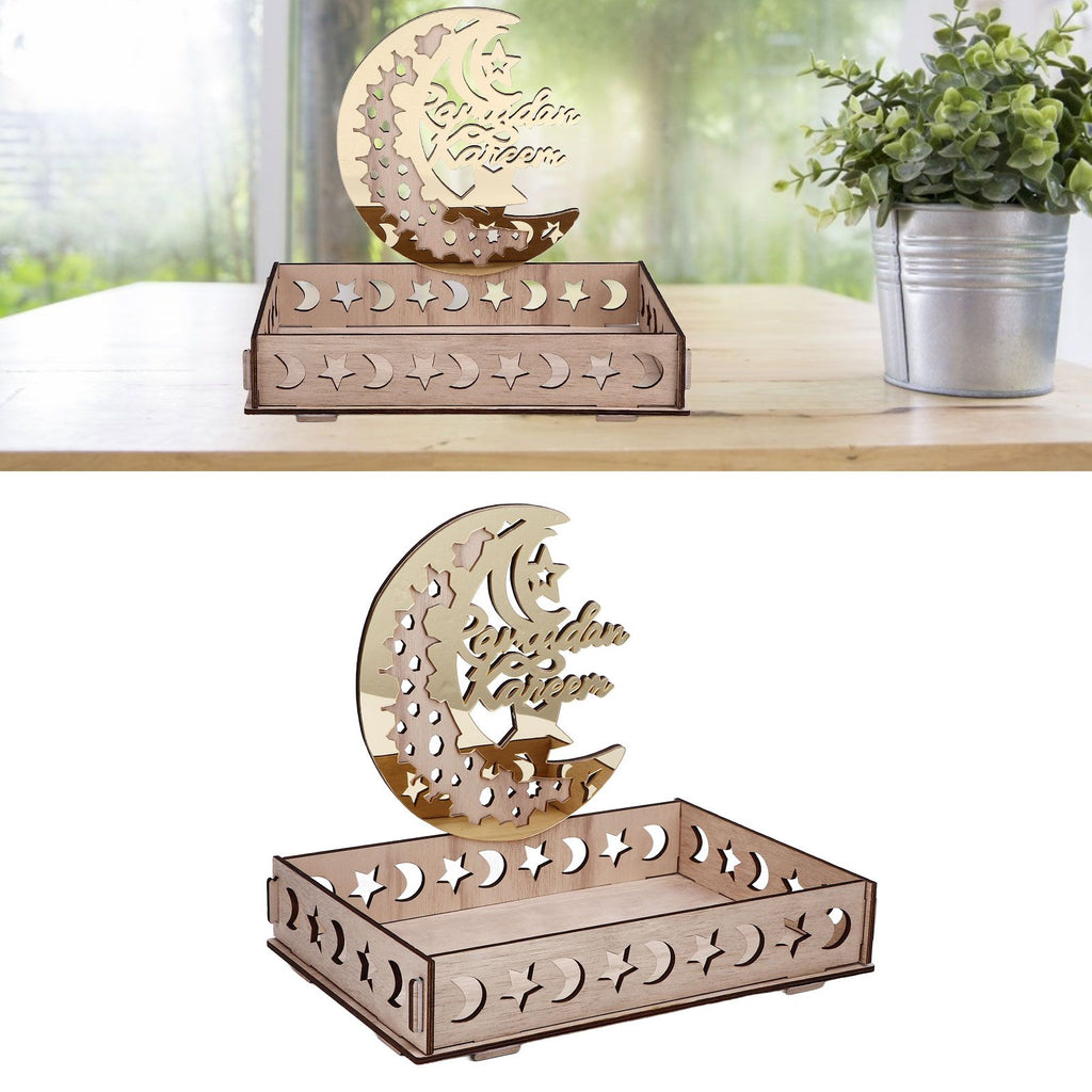 Food Tray Boxwood Dessert Holding Plate Party Serving Tableware with Eid Decoration for Dining Table