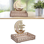 Food Tray Boxwood Dessert Holding Plate Party Serving Tableware with Eid Decoration for Dining Table