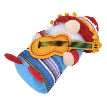 Dwarf Doll Cute Soft Lucky Prevent Fading Festival Gnomes with Musical Instruments for Halloween Props and Party Guitar Boy