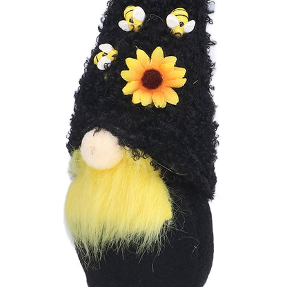 Faceless Doll Delicate Cute Mascot Plush Gnome with Yellow Sunflower Flower Gnome Doll for Easter Wedding Birthday Black