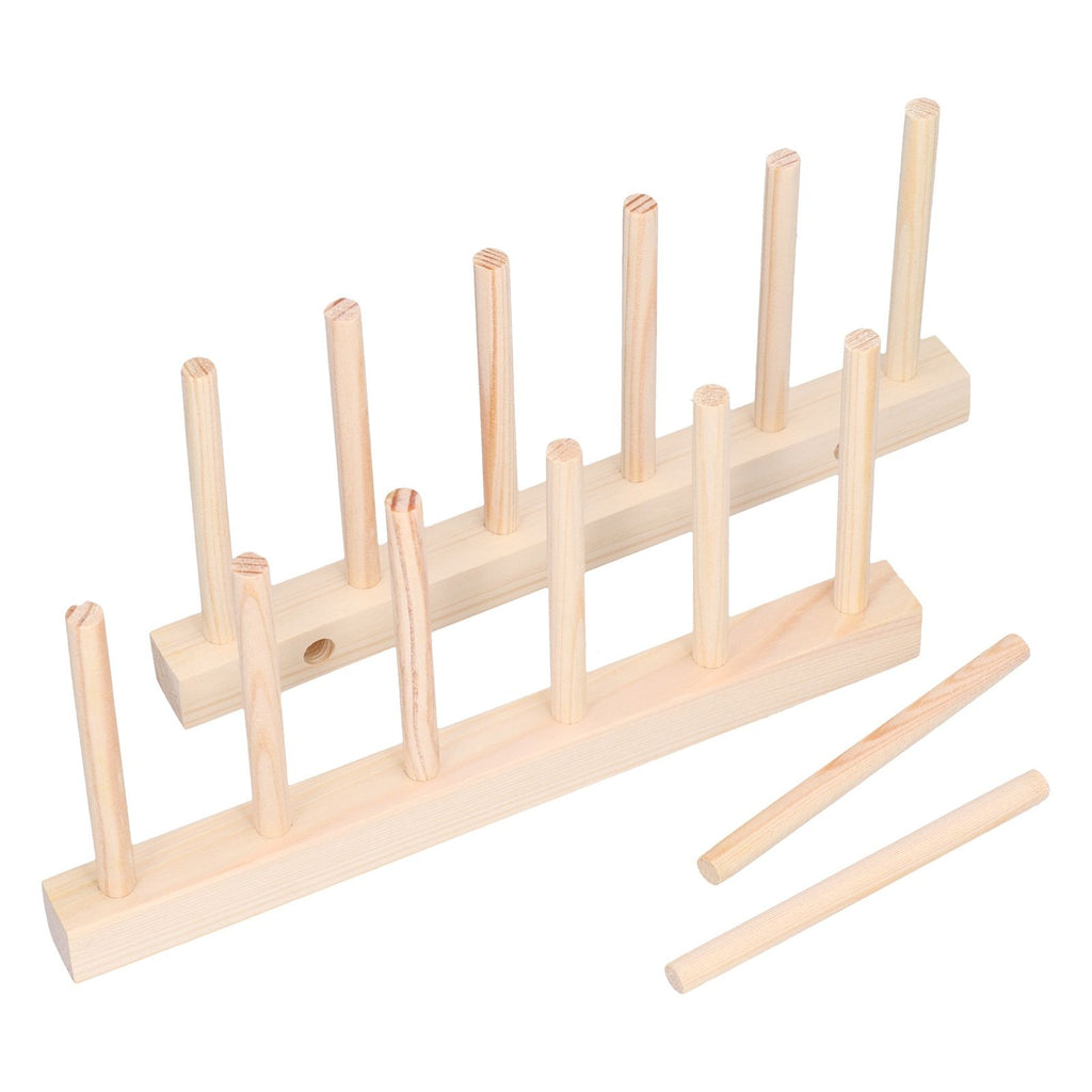 Bamboo Dish Plate Lightweight Portable Environmental Friendly Durable Pine Wood Dish Rack5 Grids 23cm