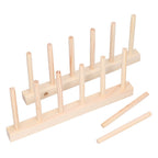 Bamboo Dish Plate Lightweight Portable Environmental Friendly Durable Pine Wood Dish Rack5 Grids 23cm