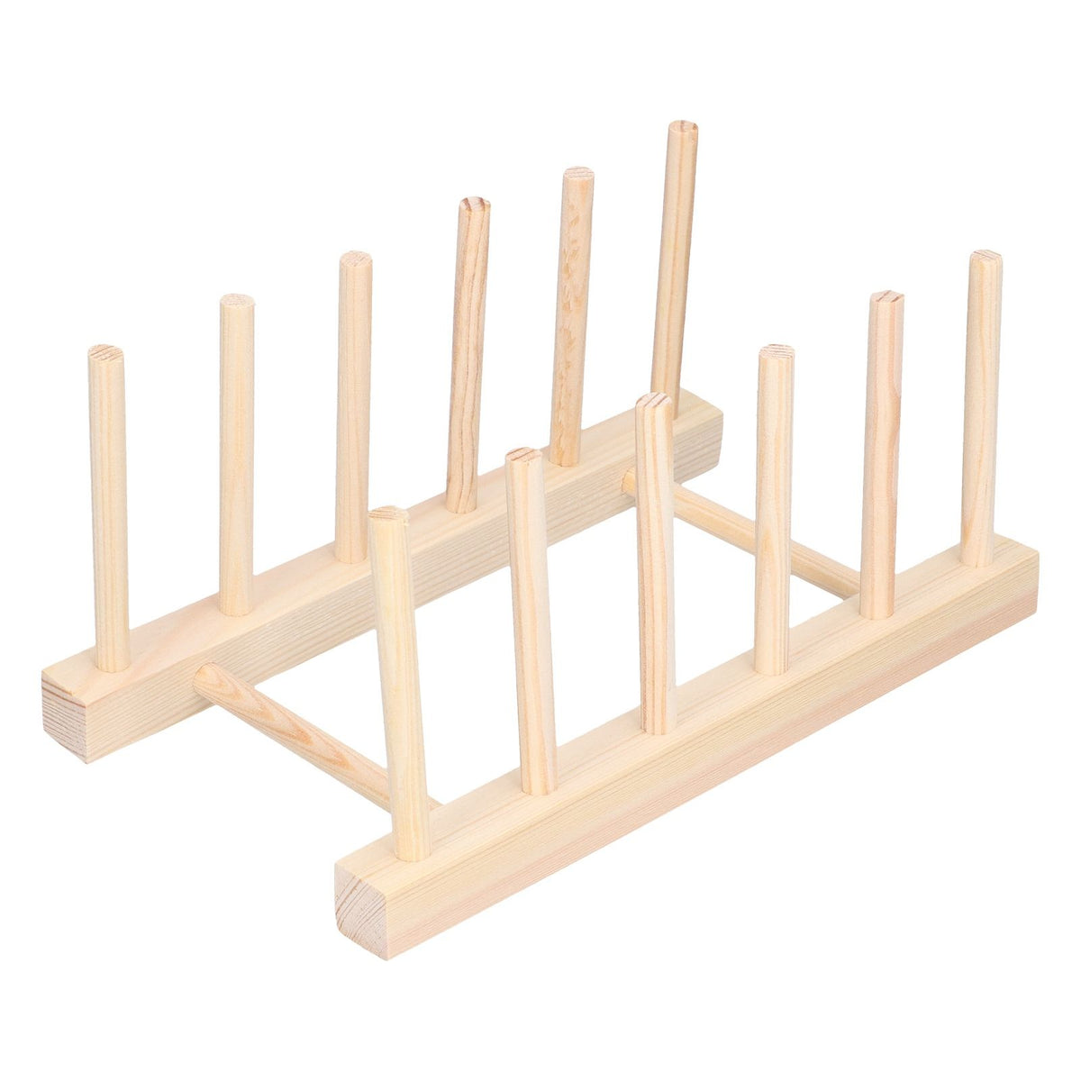 Bamboo Dish Plate Lightweight Portable Environmental Friendly Durable Pine Wood Dish Rack5 Grids 23cm