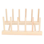 Bamboo Dish Plate Lightweight Portable Environmental Friendly Durable Pine Wood Dish Rack5 Grids 23cm