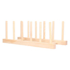 Bamboo Dish Plate Lightweight Portable Environmental Friendly Durable Pine Wood Dish Rack5 Grids 28cm