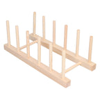 Bamboo Dish Plate Lightweight Portable Environmental Friendly Durable Pine Wood Dish Rack5 Grids 28cm