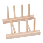 Bamboo Dish Plate Lightweight Portable Environmental Friendly Durable Pine Wood Dish Rack3 Grids 18cm